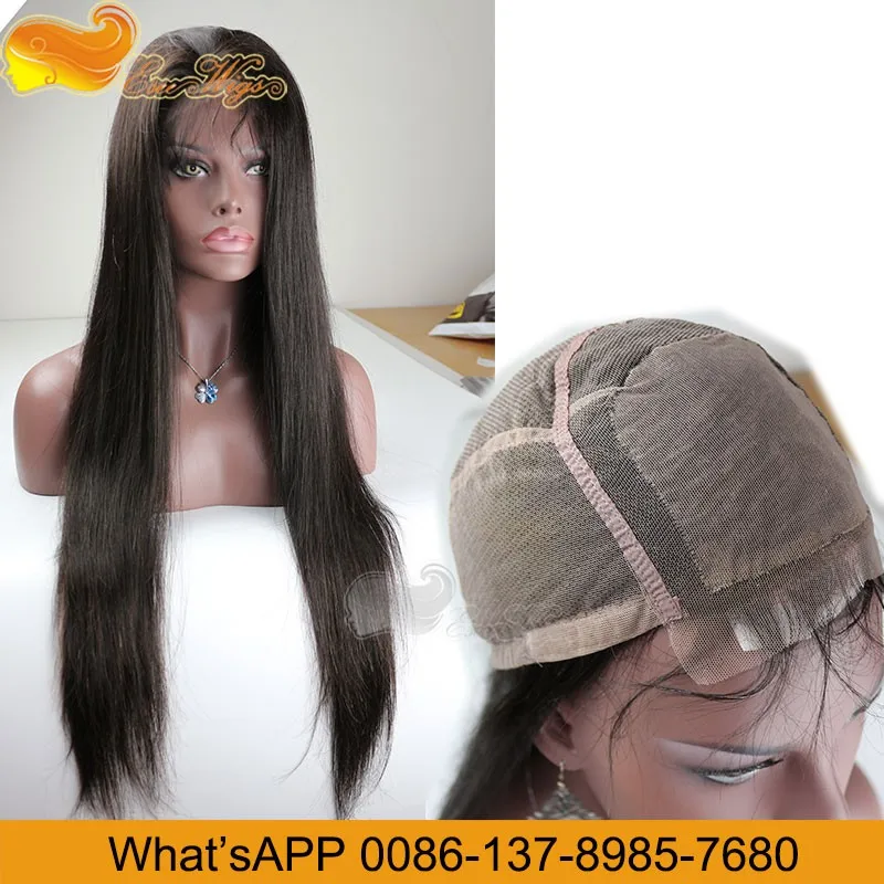 Virgin human hair full lace wig top silk based lace wigs natural color in stock