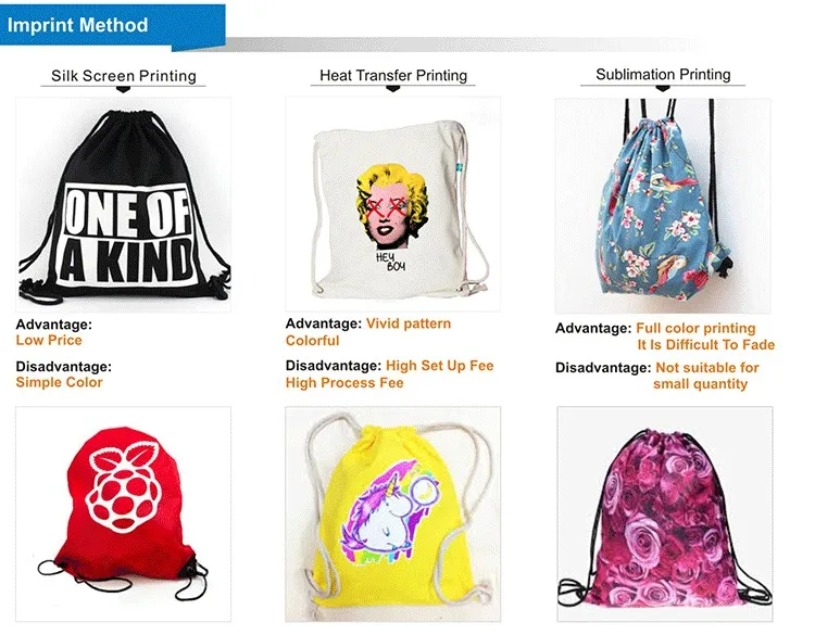 Custom Printed Promotional nylon Drawstring Bags