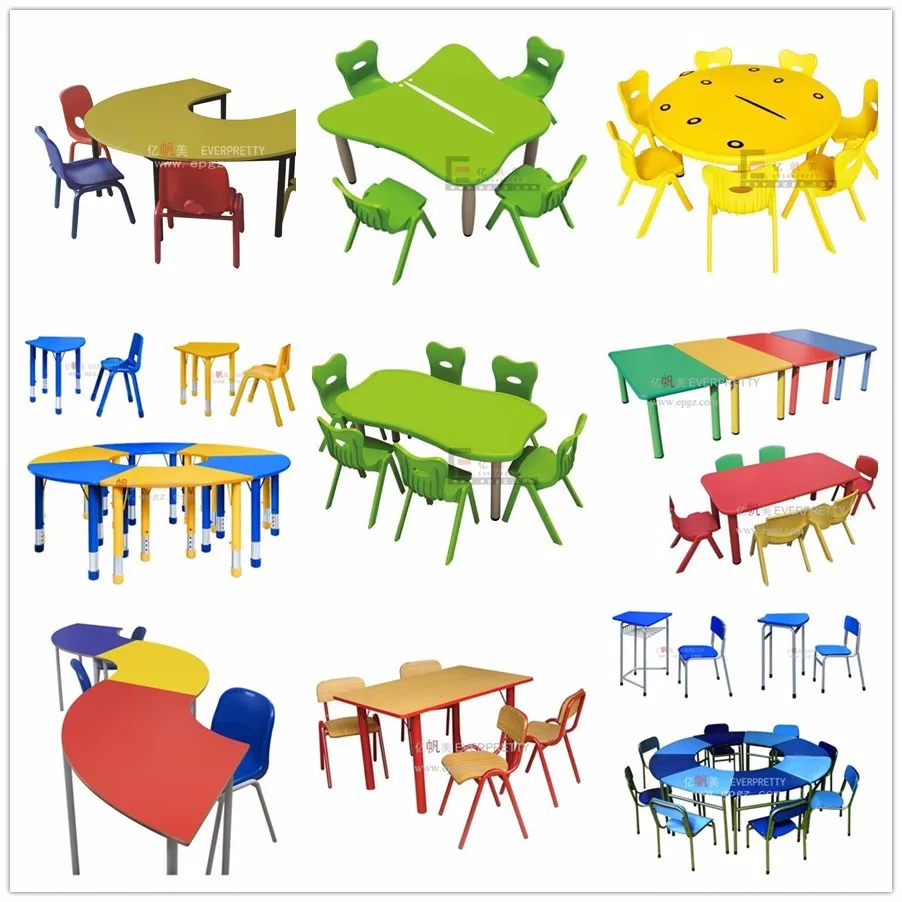 Children Furniture Height Adjustable Kidney Shape Wood Kids Activity