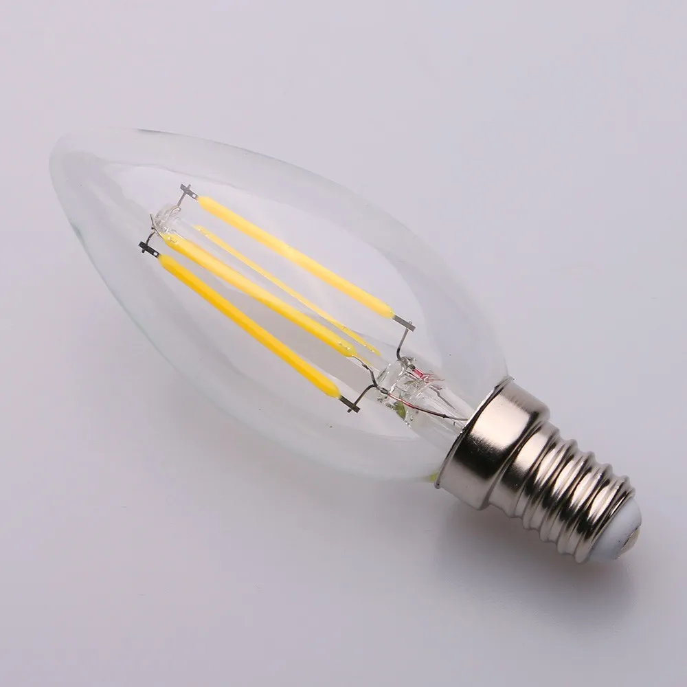 E12 E17 E14 Candelabra Bulb 2W 4W 6W 3000K Dimmable Led Filament Light Led C35