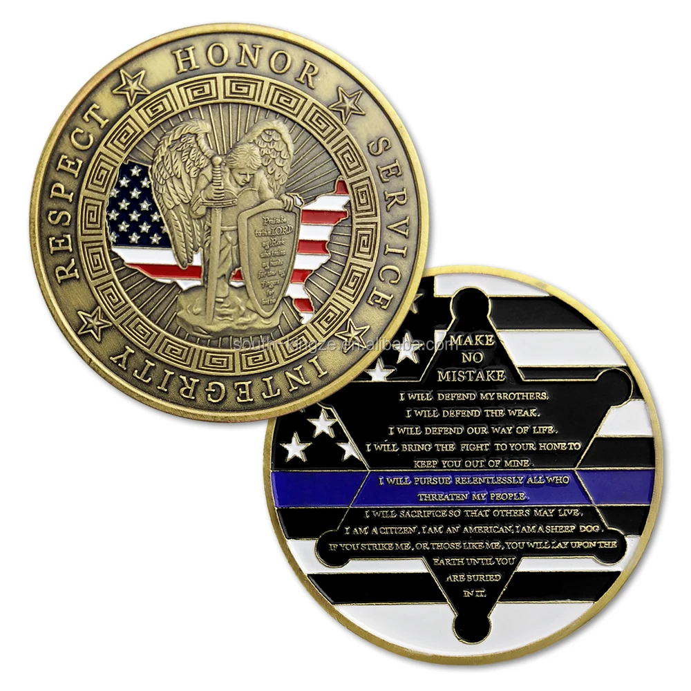 American Police Motto Make No Mistake Metal Coin Respect Honor Service ...