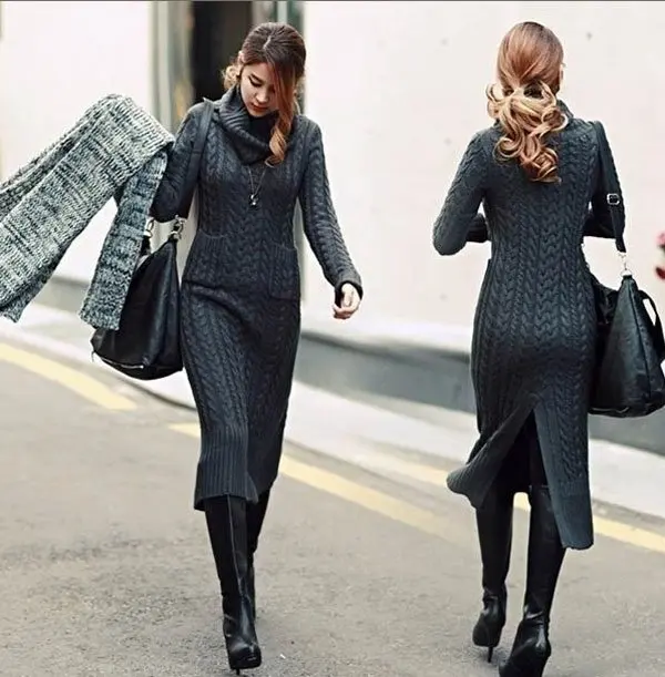 long woolen dress for women