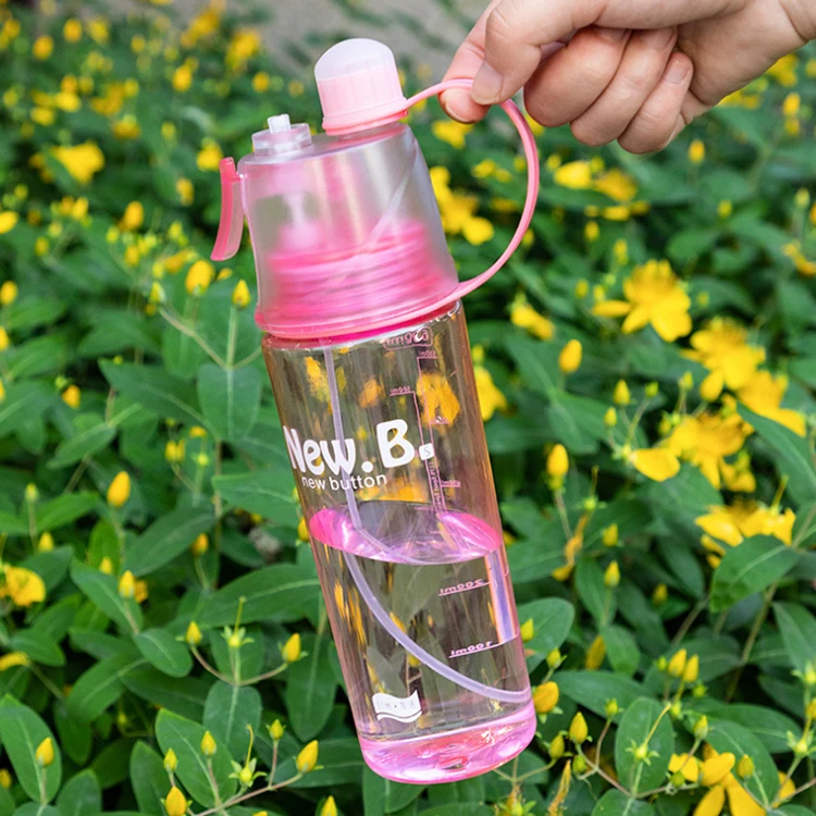 Outdoor sports drnking cooling mist spray drinking water bottle