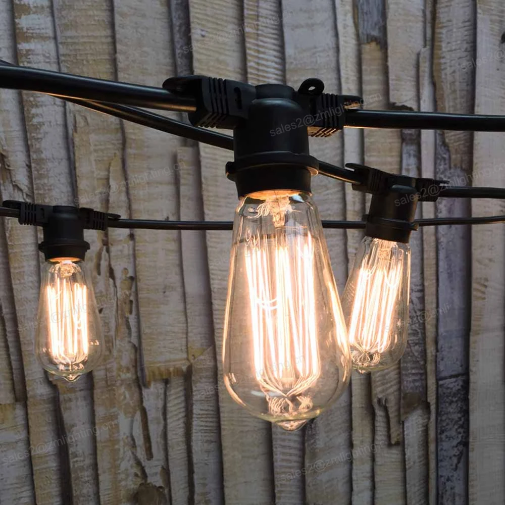 wholesale festoon lighting s14 st64 edison bulbs 14.6m 48f waterproof outdoor led string lights