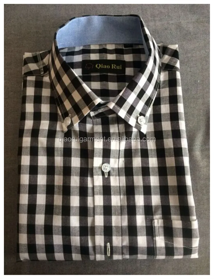 Men's Summer Short Sleeve Black-white Check/plaid Button Down Collar