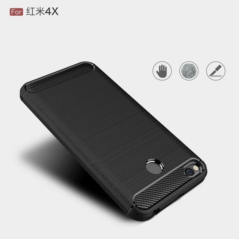 2017 New Arrival Carbon Fiber Tpu case For Xiaomi Redmi 4 4X brushed tpu soft cover For Xiaomi Redmi 4 4X
