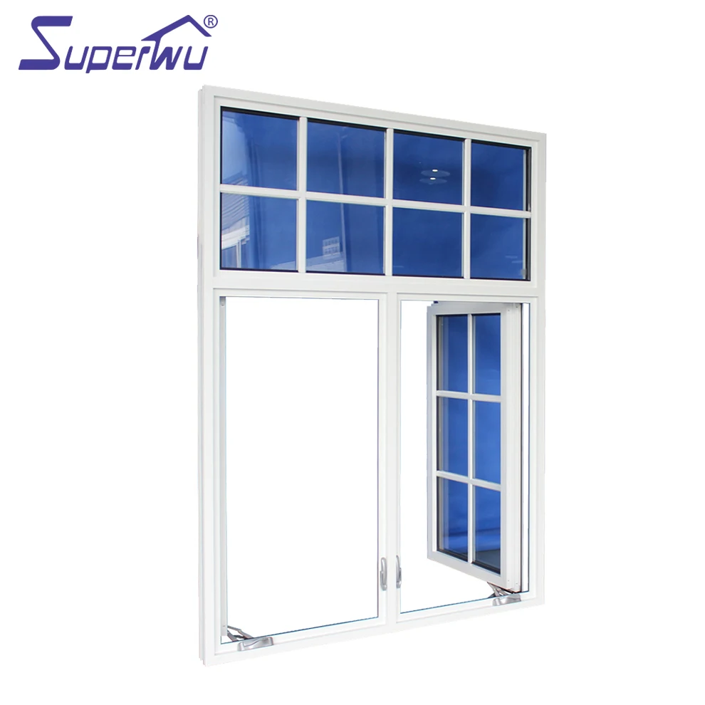 American style chain winder open window aluminum casement window with colonial bars supplier