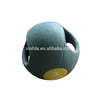 New Arrival Double Color Different Weight Rubber Bouncy Medicine Ball With Handle Grip