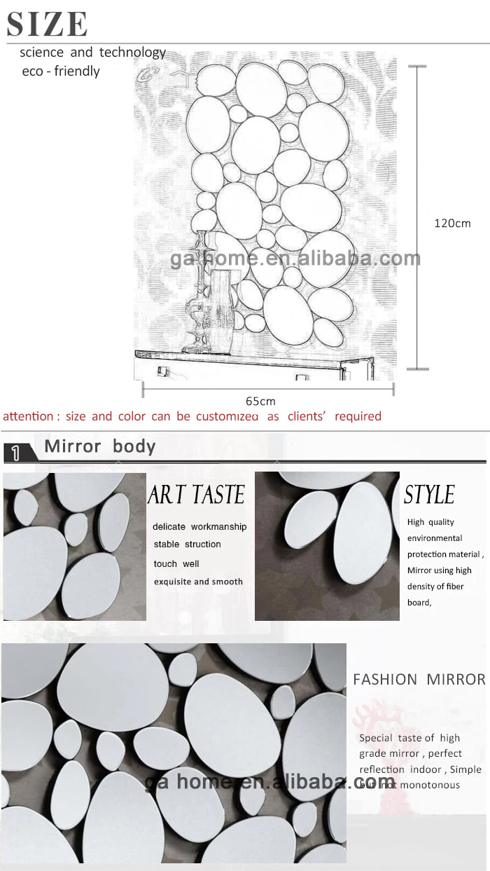 Espejo De Pared Irregular De Diseño Moderno,Espejo De Cristal Aplastado