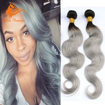 Ombre Two Tone Color 1btgray Brazilian Remy Hair Bundles Body Wave