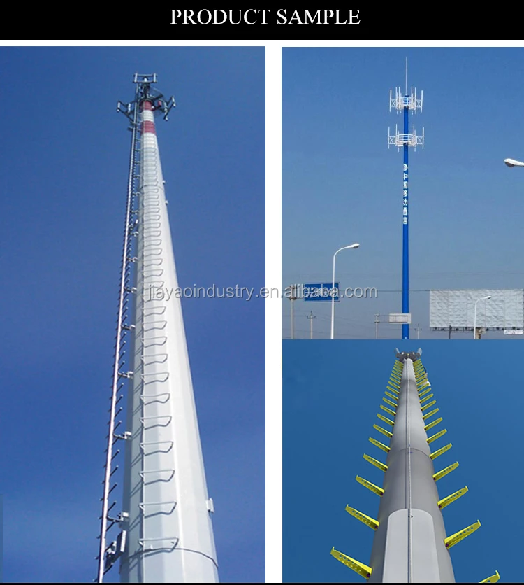 manufacturer 30m galvanized communication radio tower monopole