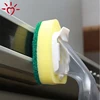 Soap dispensing dish cleaning sponge for kitchen clean tools bottle sponge with handle