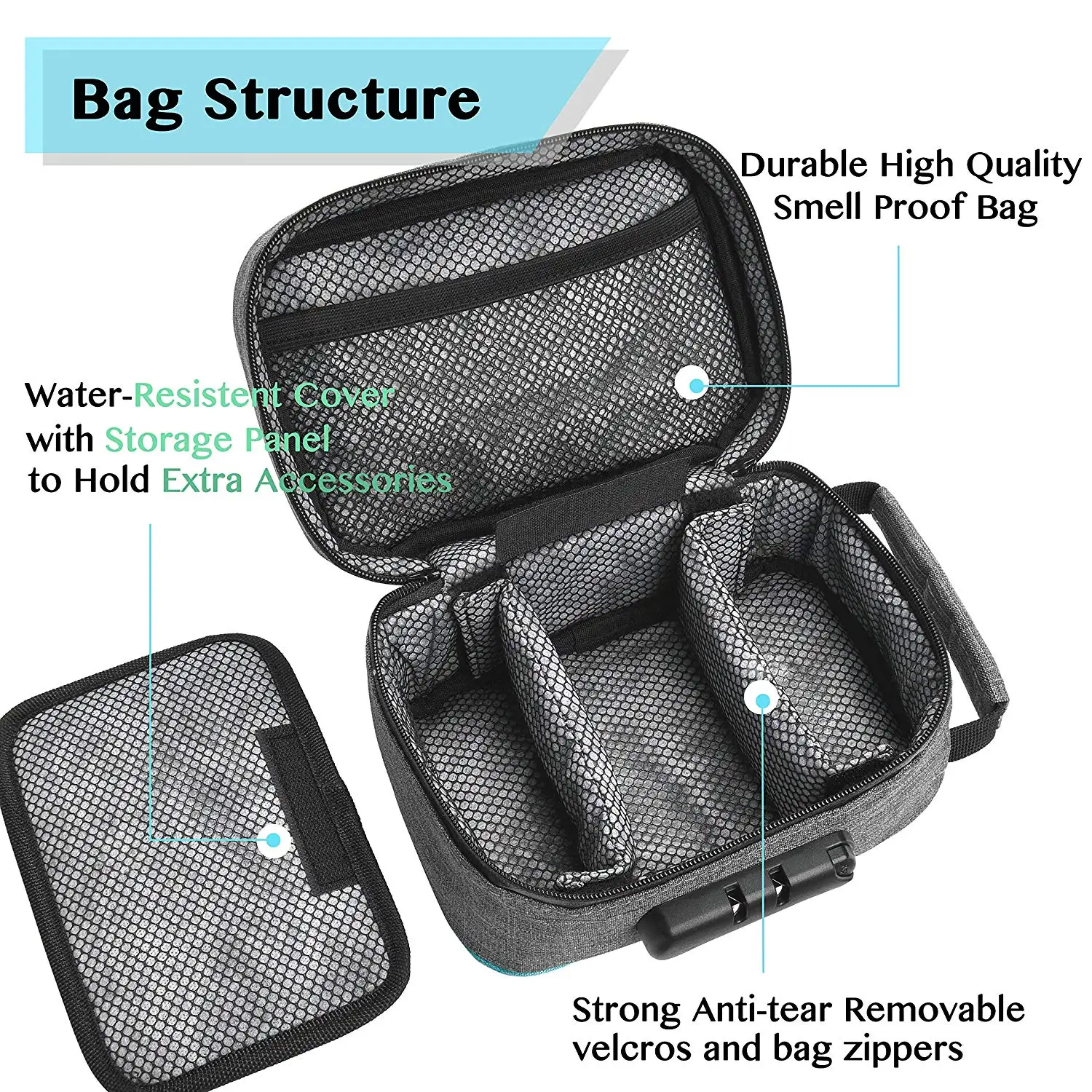 Bsci Factory Combination Lock Odor Proof Case Portable Herbs Carbon