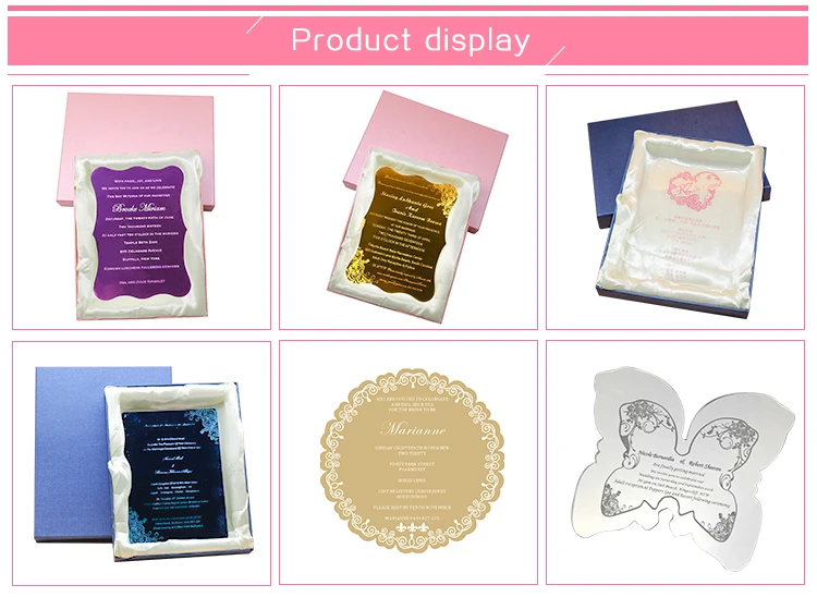 Cheap Luxury Custom Printing Beauty Laser Cut Acrylic Wedding Invitation Card