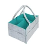 Customized baby felt hanging diaper bags gray color diaper caddy with green lining