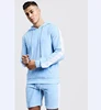 Classic 2 Piece Sets Summer Hot Sale Men's Sets Hoodies&Short Pants Blue Adjustable String Casual Tracksuit Mens Fitness Suit
