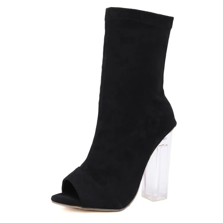 black suede block heel booties