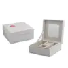 Modern small white cute lady' s mirrored leather jewelry box