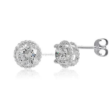 Elegant Dirancang Berlian Solitaire Earrings Dengan Cz Batu Buy