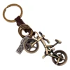 Creative Gift Key Men And Women Alloy Cute Bicycle Vintage Woven Leather Key Chain