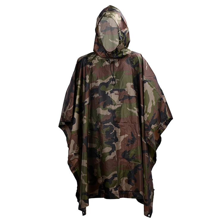 de camuflaje para usar de refugio para al aire libre. Poncho Loogu impermeable Rain Poncho