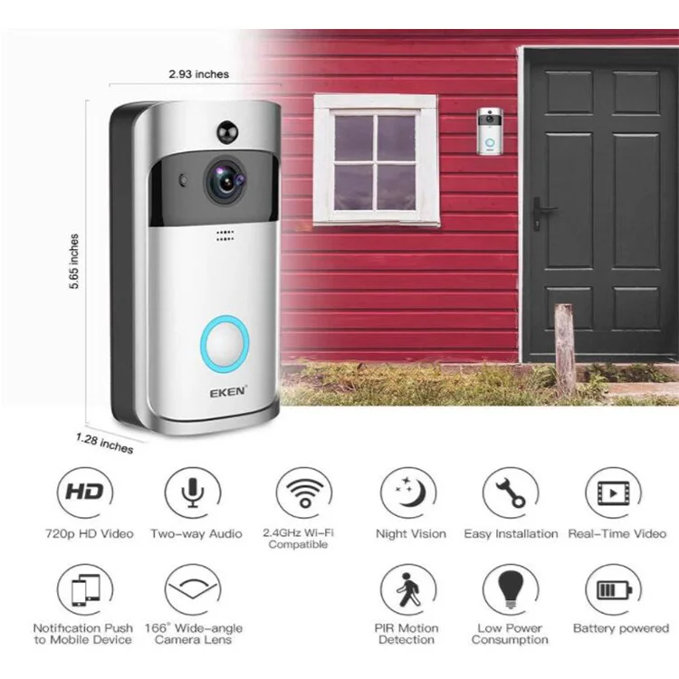 Eken V5 Smart Wifi Video Doorbell Camera Visual With Chime