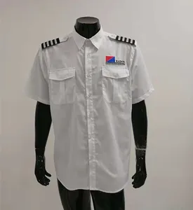 Unisex 100% cotton short or long sleeve airline pilot shirt custom made pilot uniform shirt for airport work wear Unisex 100% cotton short or long sleeve airline pilot shirt custom made pilot uniform shirt for airport work wear