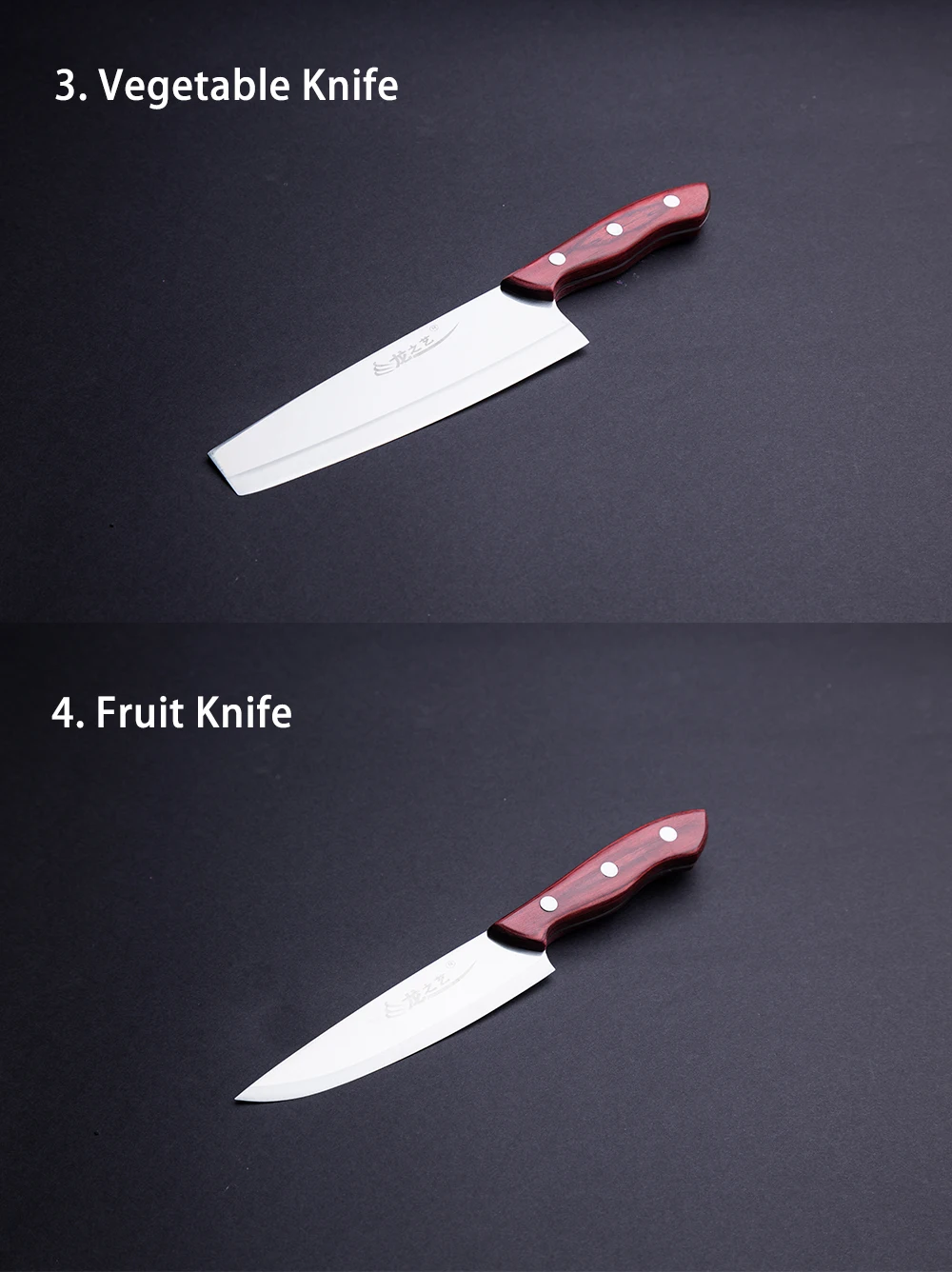 6pcs 5cr15 Stainless Steel Kitchen Cleaver Knife Set Bone Cleaver Fruit Knife With Block