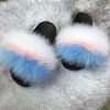 Hot Lady soft Multiple color slides children outdoor indoor fashion comfortable sandals women colorful fox fur mixed fur slipper