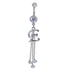 Letter Shaped Belly Bar Dangle Belly Button Ring Piercing Body Jewelry