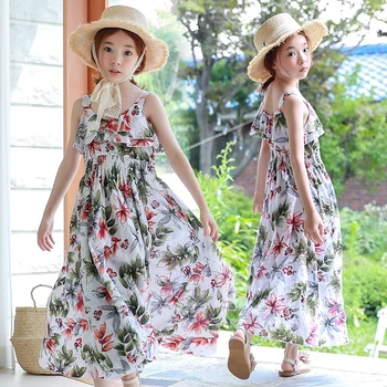 A New Summer Dress Korean Kids'dress Bohemia Mid-aged Kids' Beach Skirt ...