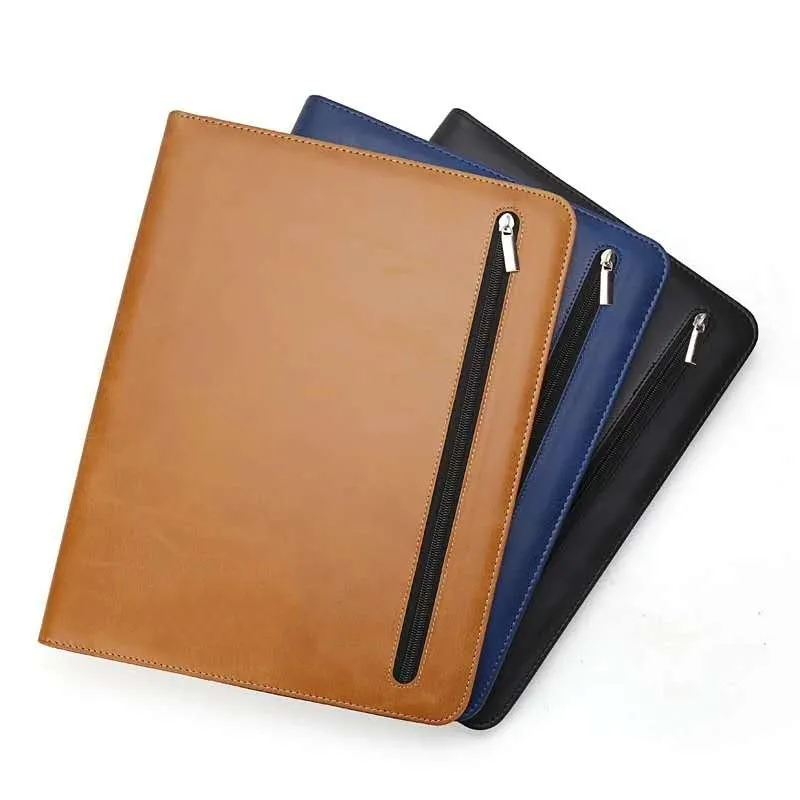 Portfolio Leather Portfolio Zippered Closure Bonus Bookmarks Writing