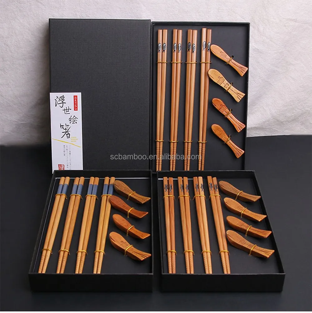 Reusable Bamboo Chopsticks And Chopstick Holder Rest Gift Set Wholesale Buy Chopsticks Set