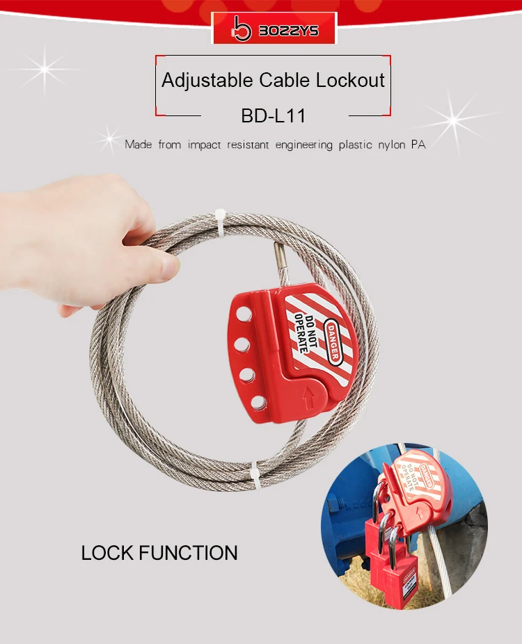 BOSHI Hot Selling 2019 Nylon PA Steel Safety Cable Lockout Device