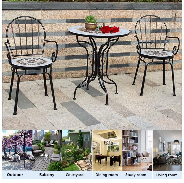 Amywell Iron Craft Outdoor Bistro Set Mosaic Table Buy Mosaic Table