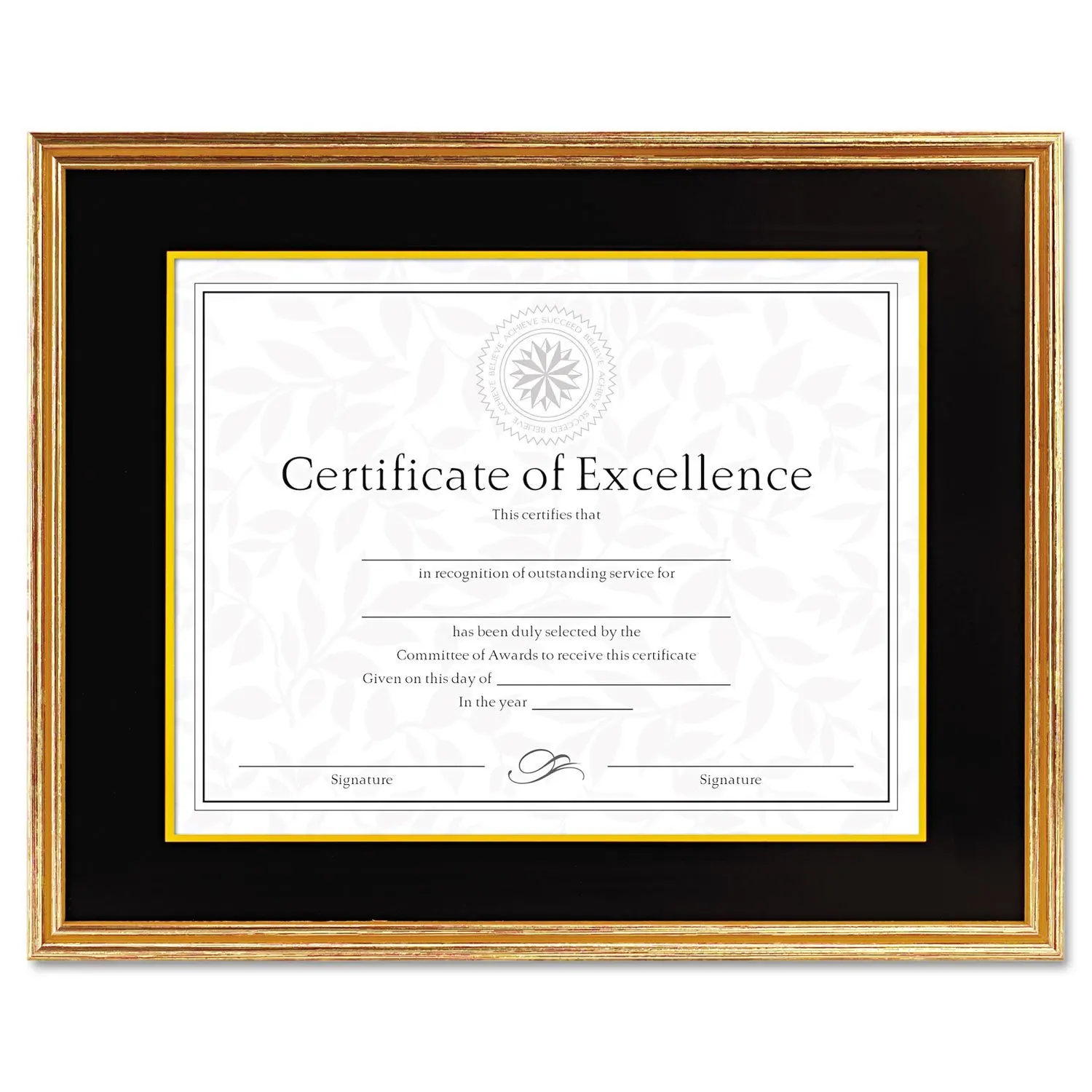 Dax Solid Wood Picture Frame - 11" x 14" Frame - 8.50" x 11" Insert - Wall Mountable - Horizontal, Vertical - Plastic, Solid Wood, Plastic, Paper - Antique Gold, Black, Gold
