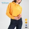 Chic sexy yellow cropped hoodie free sample provided Custom plain blank fleece pullover women