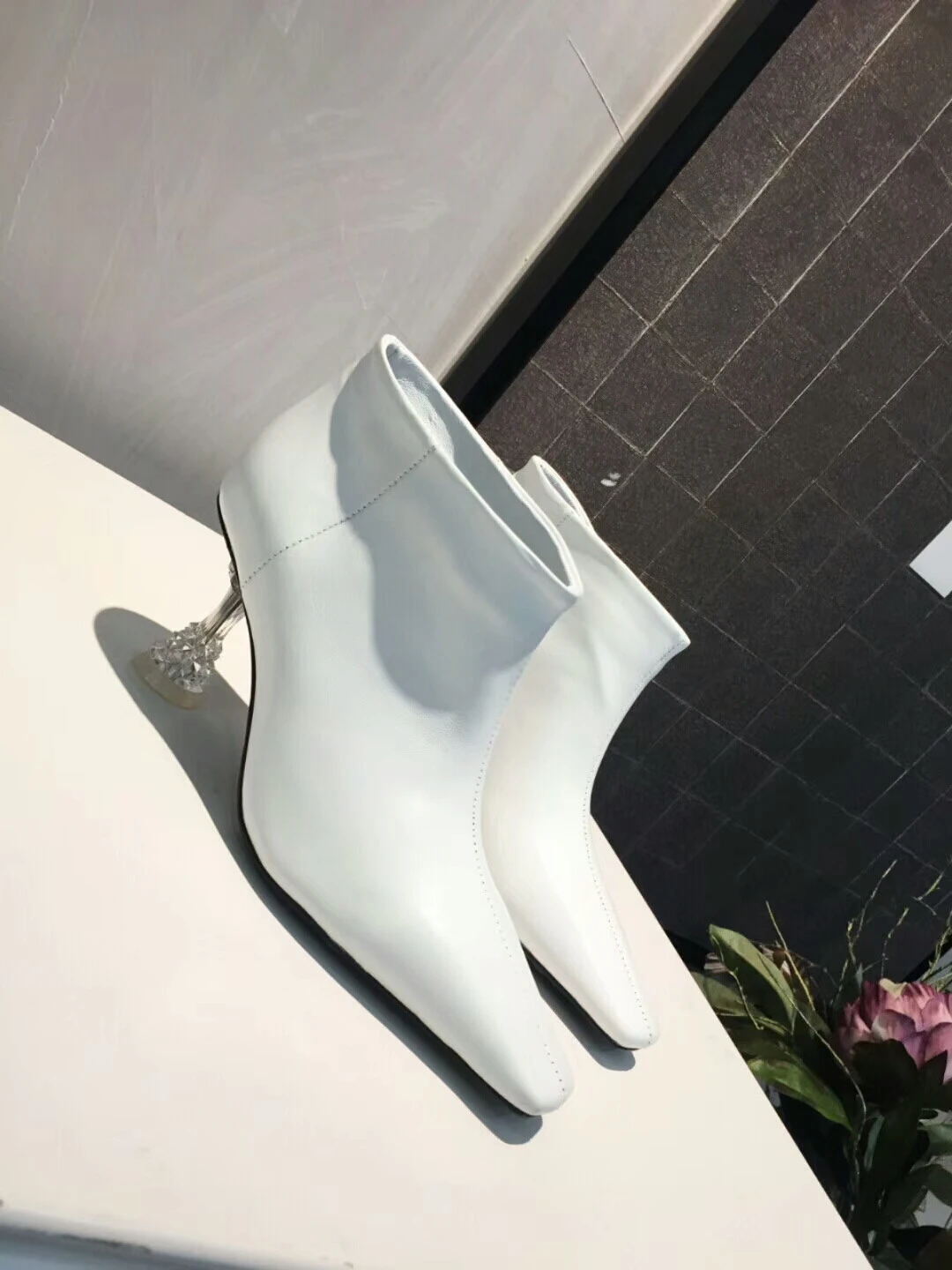 square heel slip on boots