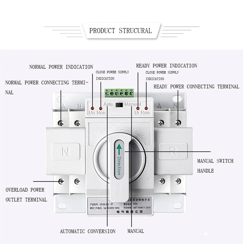 400V 4POLE ATS PHASE ELECTRICAL GENERATOR MANUAL AUTOMATIC CHANGEOVER SWITCH MCB