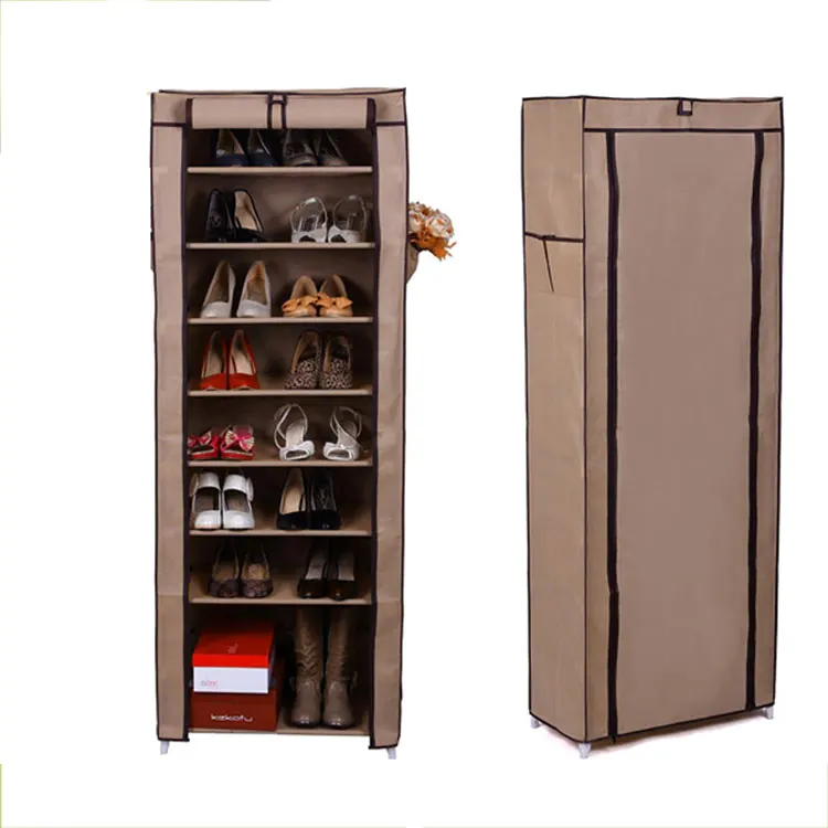 10 Tiers Shoe Rack With Dustproof Cover Closet Shoe Storage Cabinet Organizer Dark Brown View Metal Shoe Holder Doo Product Details From Yongkang Foho Sport And Leisure Co Ltd On Alibaba Com