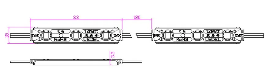 ul approved 12v 1.2watt 120lm ul listed 3 chips 5730 led smd module for sigange letters