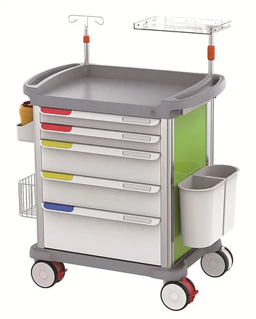 abs medical trolley in hospital mobile crash emergency cart