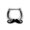 Stainless Steel Black Mustache Septum Clicker Ring