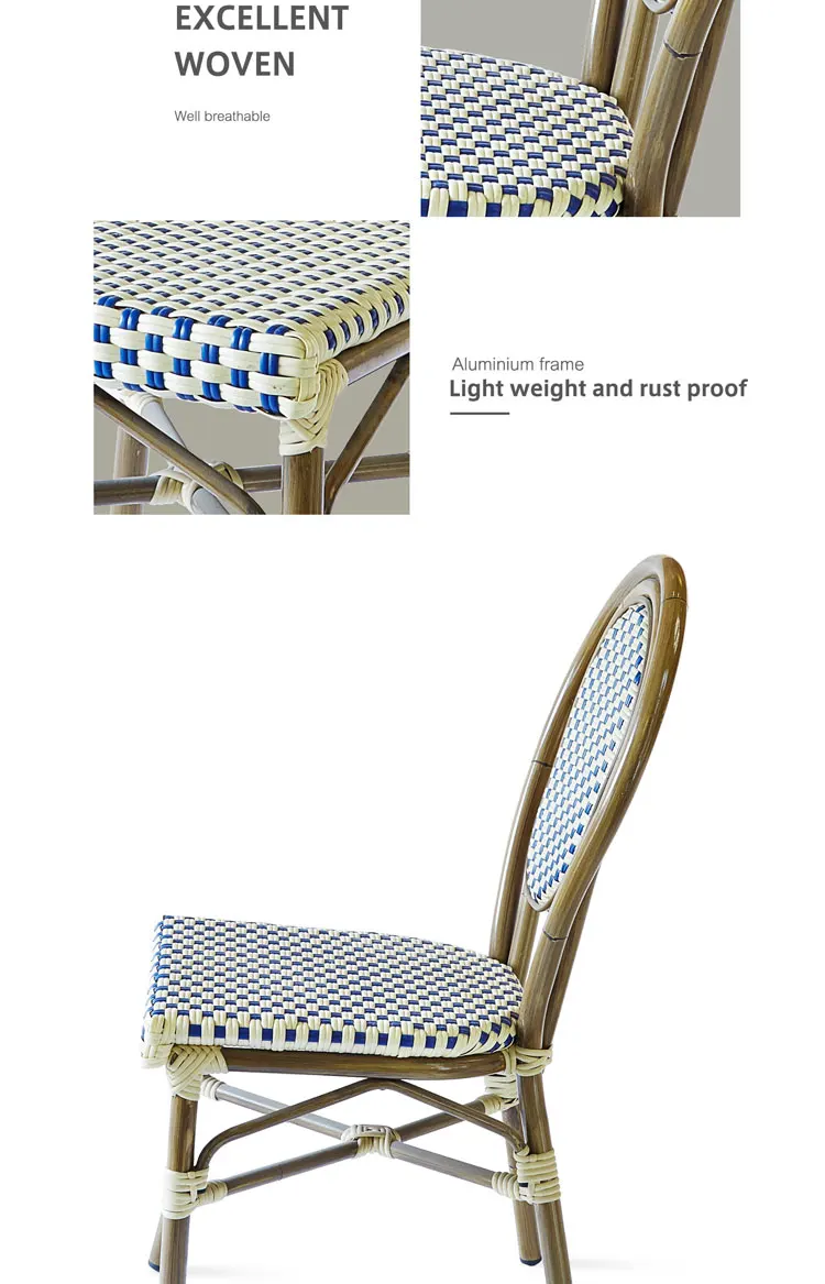 Folding Chairs Classic Rattan Garden Furniture Aluminium Blue Cane