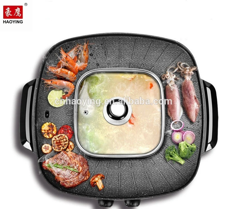 High Quality Hot Sales Korean Electric Bbq Grill With Hot Pot