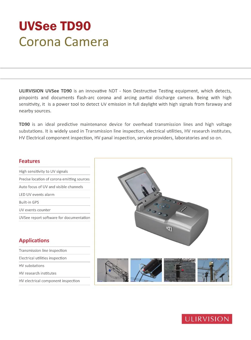 Uv Camera Td90 Solar Blind Type Buy Uv Camera,Ultraviolet Camera