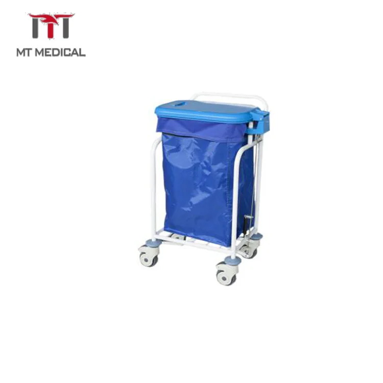 Stainless Steel Medical Hospital Cleaning Laundry One Bucket Three Shelves Moving Trolley Cart
