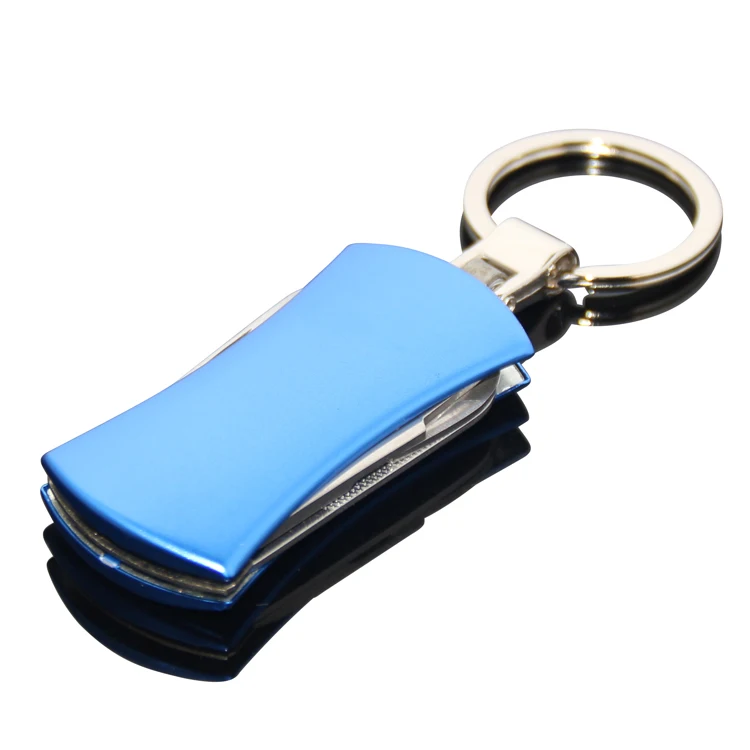 Blue Color Multifunctional Screwdriver Knife Key Ring Blank Metal