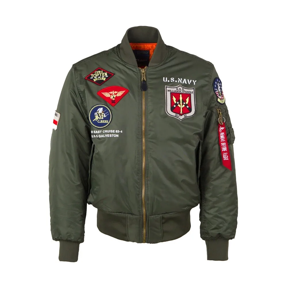 Us Navy Patches Military Pilot Flight Thick Bomber Jacket Oem - Buy ...