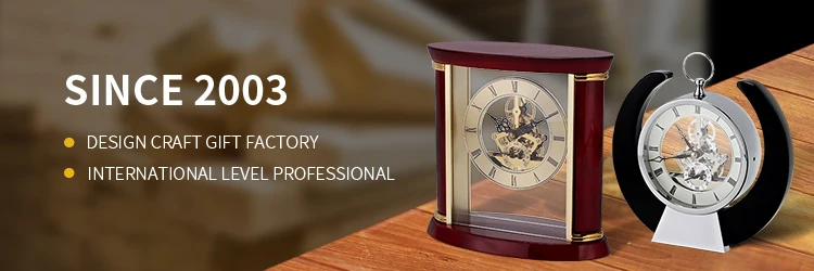 Circular Rosewood  Desk Clock with Gold Base